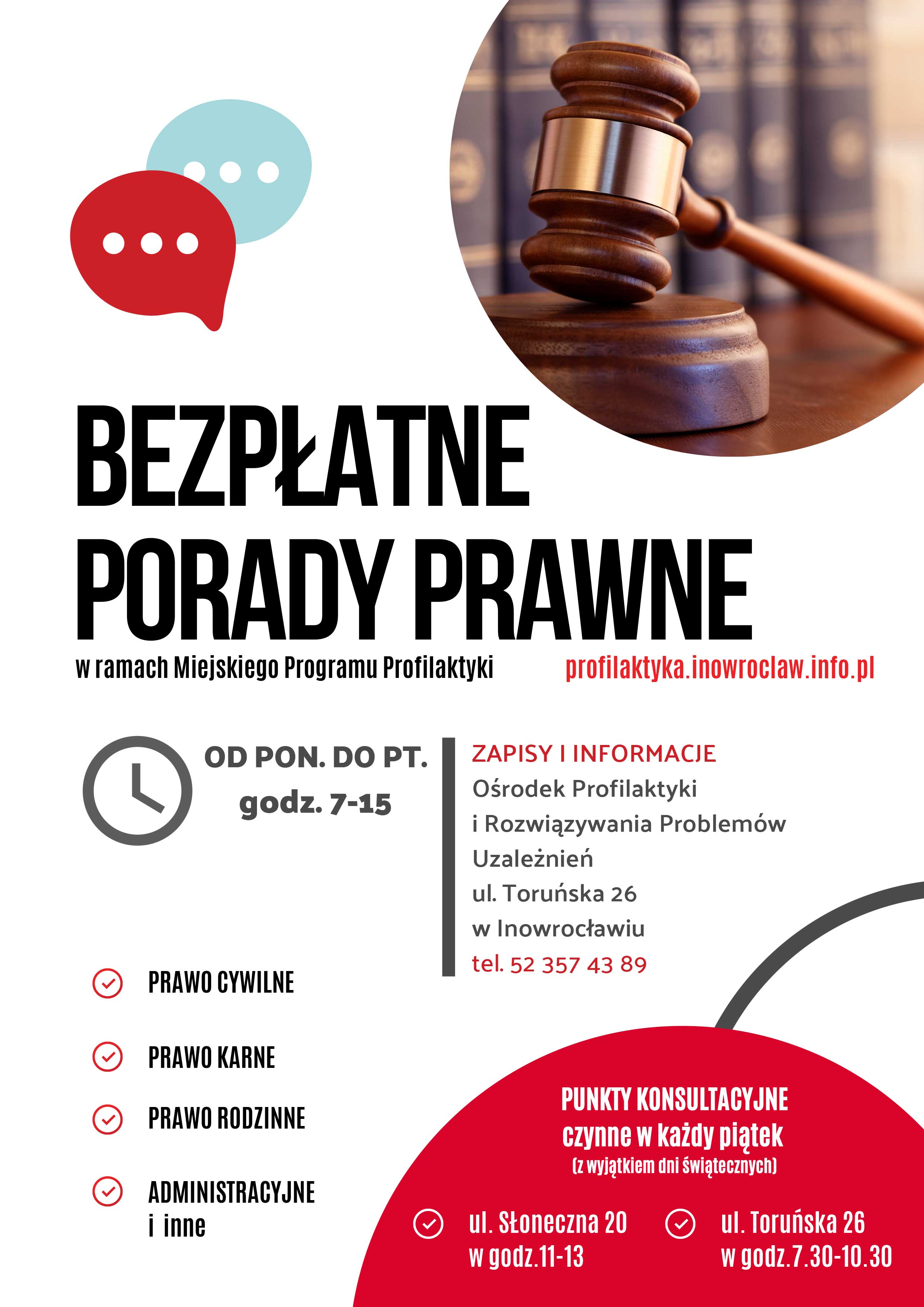 Plakat dotyczący Punktów Konsultacyjnych w Inowrocławiu